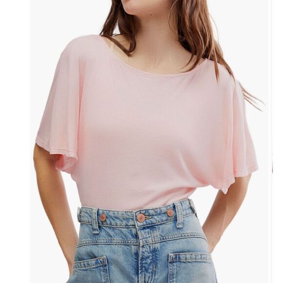 Free People Homebody T-Shirt Bodysuit in pink salt size S NWT - Picture 1 of 5